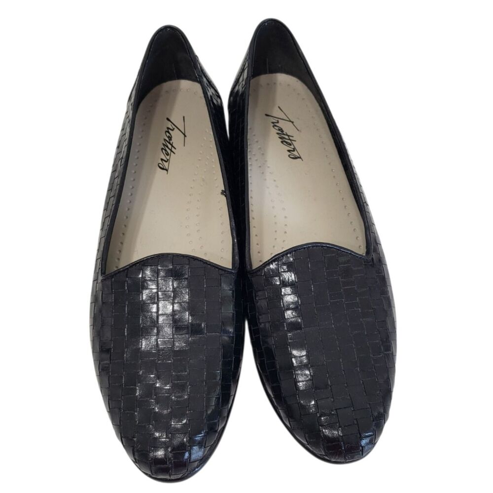 Trotters Women's Black Woven Slip on Flats, Size 6.5 M